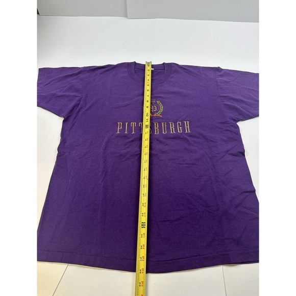 Vintage Pittsburgh Embroidered T Shirt Size Large‎ Purple Single Stitch - Picture 3 of 5